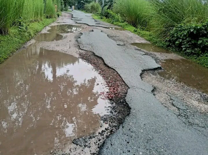 চার বছর ধরে ভোগান্তি, ভাঙা রাস্তায় দুর্ভোগে ডোমারবাসী